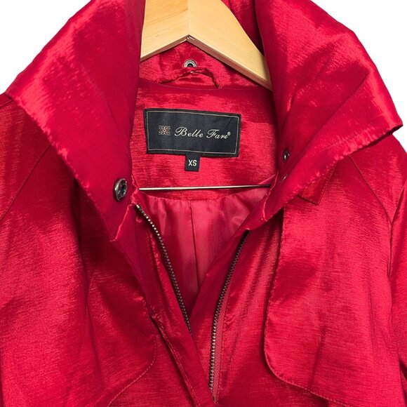 Belle Fare Elegant Red Trench Coat | Boutique - Picture 5 of 8